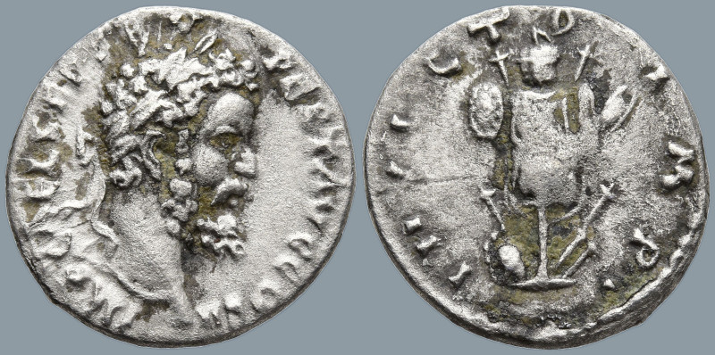 Septimius Severus (193-211 AD). Emesa
AR Denarius (18.2mm 2.51g)
Obv: Laureate...