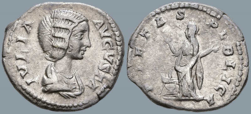 Julia Domna (193-217 AD). Rome
AR denarius (17.5mm 3.65)
Obv: IVLIA-AVGVSTA. D...