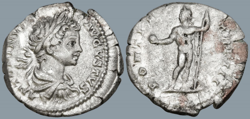 Caracalla (198-217 AD). Laodicea ad Mare
AR Denarius (18.7mm 3.52g)
Obv: ANTON...