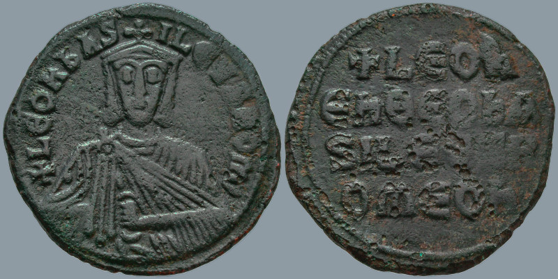 Leo VI the Wise (886-912 AD). Constantinople
AE Follis (26.4mm 5.24g)
Obv: + L...