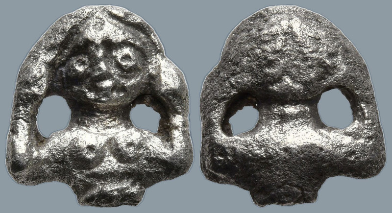 Ancient Object
Half bust female holding her head with both hands
(0.94g 9mm di...