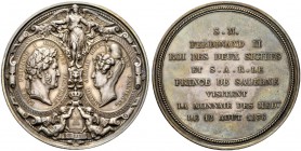 MEDAGLIE ITALIANE 
 NAPOLI 
 Ferdinando II di Borbone, 1830-1859. Medaglia 1836 opus Barrè. Ar gr. 170,01 mm 75 Una Vittoria alata sorregge due meda...