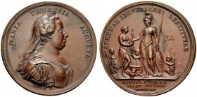 MEDAGLIE ITALIANE 
 PAVIA 
 Maria Teresa Imperatrice, 1740-1780. Medaglia 1770 opus Krafft. Æ gr. 45,34 mm 49,2 Ritratto a mezzo busto dell’Imperatr...