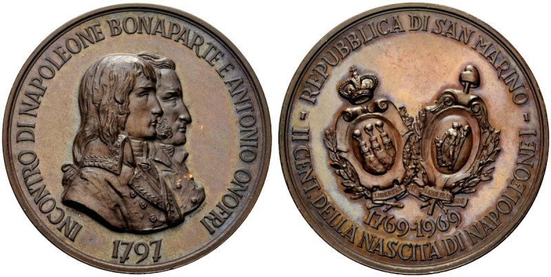 MEDAGLIE ITALIANE 
 SAN MARINO 
 Repubblica. Medaglia 1969 opus E. Monti. Æ gr...