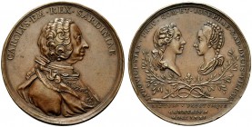 MEDAGLIE ITALIANE 
 SAVOIA 
 Carlo Emanuele III, 1730-1773. Medaglia 1771 opus L. Lavy. Æ gr. 65,08 mm 49,2 Busto a d. con parrucca, in armatura con...