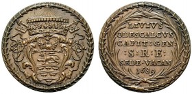 MEDAGLIE PAPALI 
 ROMA 
 Sede Vacante, Camerlengo Card. Paluzzi-Altieri, 1689. Medaglia 1689 coniata emessa dal Capitano Generale Livio Odescalchi. ...