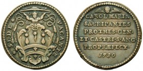 MEDAGLIE PAPALI 
 ROMA 
 Sede Vacante, Camerlengo Card. Annibale Albani, 1730. Medaglia 1730 opus Antonio Pilaia. Æ gr. 9,08 mm 23,5 Lo stemma del M...
