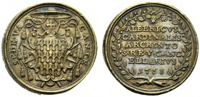 MEDAGLIE PAPALI 
 ROMA 
 Sede Vacante, Camerlengo Card. Girolamo Colonna, 1758. Medaglia 1758. Æ gr. 10,38 mm 27,4 Lo stemma del Card. Alberigo Arch...