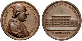 MEDAGLIE PAPALI 
 ROMA 
 Pio VI (Giovanni Angelo Braschi), 1775-1799. Medaglia 1779 a. V. Æ gr. 18,97 mm 39 Busto a d. con zucchetto, mozzetta e sto...