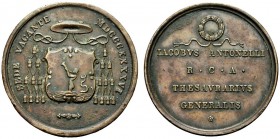 MEDAGLIE PAPALI 
 BOLOGNA 
 Sede Vacante, Camerlengo Card. Tommaso Riario-Sforza, 1846. Medaglia 1846 opus Luigi Pasinati. Æ gr. 20,09 mm 32,8 Lo st...