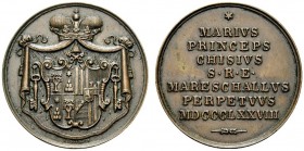 MEDAGLIE PAPALI 
 BOLOGNA 
 Sede Vacante, Camerlengo Card. Gioacchino Pecci, 1878. Medaglia 1878 opus Luigi Pasinati. Æ gr. 9,99 mm 28,5 Lo stemma c...