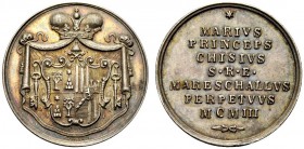 MEDAGLIE PAPALI 
 BOLOGNA 
 Leone XIII (Gioacchino Pecci), 1878-1903. Medaglia 1903 opus Paolo Pasinati. Ar gr. 12,47 mm 28,5 Lo stemma del Principe...