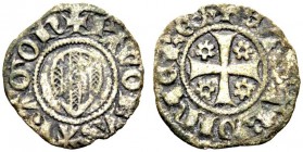 MONETE ITALIANE 
 BONARIA (CAGLIARI) 
 Giacomo II d’Aragona, 1323-1327. Alfonsino minuto. Mi gr. 0,49 Stemma. Rv. Croce. Piras 64; MIR 5.
 Raro. BB...