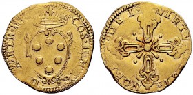 MONETE ITALIANE 
 FIRENZE 
 Cosimo II de Medici, 1608-1621. Doppia. Au gr. 6,67 Stemma ovale ed ornato di due ricci ai lati, sormontato dalla corona...
