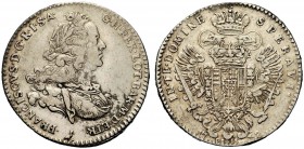 MONETE ITALIANE 
 FIRENZE 
 Francesco II (III) di Lorena, 1737-1765. Francescone 1749. Ar gr. 26,99 Busto a d. laureato e corazzato. Rv. Aquila impe...