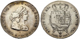 MONETE ITALIANE 
 FIRENZE 
 Carlo Ludovico di Borbone con la reggenza della madre Maria Luisa, 1803-1807. Dena 1807 di II Tipo. Ar. Pag. 27; Gig. 11...
