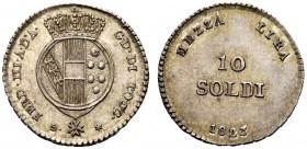 MONETE ITALIANE 
 FIRENZE 
 Ferdinando III di Lorena, 1814-1824. 10 Soldi 1823. Ar gr. 1,88 Come precedente. Galeotti VII, 2; Pag. 77; Gig. 50.
 Ra...
