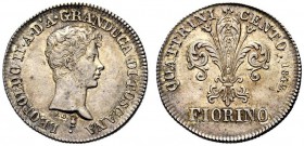 MONETE ITALIANE 
 FIRENZE 
 Leopoldo II di Lorena, 1824-1859. Fiorino 1842, I serie. Ar gr. 6,73 Come precedente. CNI 73; Pag. 131; Gig. 34.
 q. FD...