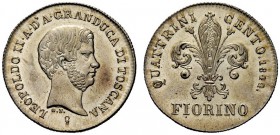 MONETE ITALIANE 
 FIRENZE 
 Leopoldo II di Lorena, 1824-1859. Fiorino 1844, II serie. Ar gr. 6,80 Come precedente. CNI 81; Pag. 134; Gig. 38.
 FDC