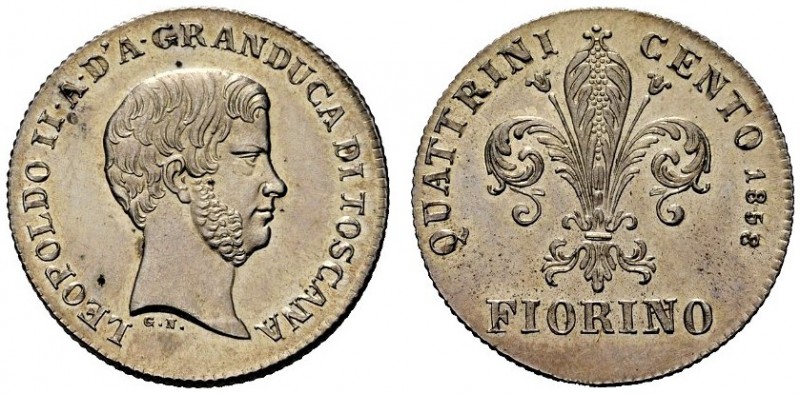 MONETE ITALIANE 
 FIRENZE 
 Leopoldo II di Lorena, 1824-1859. Fiorino 1858, II...