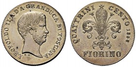 MONETE ITALIANE 
 FIRENZE 
 Leopoldo II di Lorena, 1824-1859. Fiorino 1858, II serie. Ar gr. 6,78 Come precedente. CNI 117; Pag. 139; Gig. 43.
 FDC