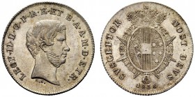 MONETE ITALIANE 
 FIRENZE 
 Leopoldo II di Lorena, 1824-1859. Paolo 1858, II serie. Ar gr. 2,58 Come precedente. Galeotti XV, 7; Pag. 152; Gig. 55....