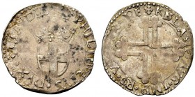 SAVOIA 
 Emanuele Filiberto Duca, 1559-1580. 2 Grossi, I Tipo. Ar gr. 3,17 Scudo sabaudo con corona di 5 fioroni. Rv. Quattro mezze croci mauriziane ...