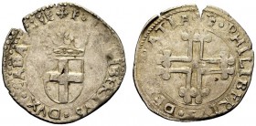 SAVOIA 
 Emanuele Filiberto Duca, 1559-1580. 2 Grossi, II Tipo. Ar gr. 2,97 Scudo sabaudo con corona di 5 fioroni intersecante in alto la legenda. Rv...