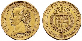 SAVOIA 
 Vittorio Emanuele I, Re di Sardegna, 1802-1821. 20 Lire 1817 Torino. Au Testa a s. Rv. Scudo sannitico inquartato e coronato. Pag. 5; Gig. 1...