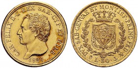 SAVOIA 
 Carlo Felice, Re di Sardegna, 1821-1831. 80 Lire 1829 Genova. Au Come precedente. Pag. 33; Gig. 11.
 Bello SPL