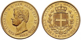 SAVOIA 
 Carlo Alberto, Re di Sardegna, 1831-1849. 20 Lire 1842 Genova. Au Come precedente. Pag. 194; Gig. 34.
 Colpetto. SPL
