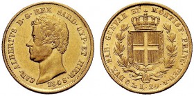SAVOIA 
 Carlo Alberto, Re di Sardegna, 1831-1849. 20 Lire 1848 Genova. Au Come precedente. Pag. 206; Gig. 43.
 Non Comune. BB/SPL