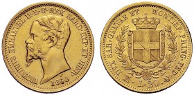 SAVOIA 
 Vittorio Emanuele II, Re di Sardegna, 1849-1861. 20 Lire 1860 Milano. Au Come precedente. Pag. 357; Gig. 20.
 Non Comune. q. SPL