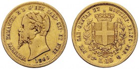 SAVOIA 
 Vittorio Emanuele II, Re di Sardegna, 1849-1861. 10 Lire 1860 Torino. Au Come precedente. Pag. 369; Gig. 29.
 Molto Raro. BB