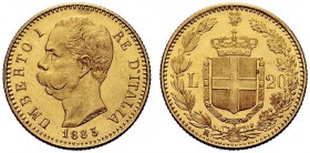 SAVOIA 
 Umberto I, Re d’Italia, 1878-1900. 20 Lire 1883. Au Come precedente. Pag. 579; Gig. 13.
 q. FDC