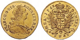 MONETE STRANIERE 
 AUSTRIA 
 Franz I, 1745-1765. Ducato 1763, NB. Au gr. 3,48 KM#1725.2.
 Raro. SPL