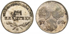 MONETE STRANIERE 
 AUSTRIA 
 Leopoldo II, 1790-1792. 3 Kreuzer 1792, H. Mi gr. 1,46 J. 36.
 FDC