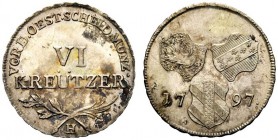 MONETE STRANIERE 
 AUSTRIA 
 Francesco II, 1792-1835. 6 Kreuzer 1797, H. Mi gr. 2,52 J. 37.
 FDC