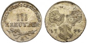 MONETE STRANIERE 
 AUSTRIA 
 Francesco II, 1792-1835. 3 Kreuzer 1793, A. Mi gr. 1,44 J. 36.
 q. FDC