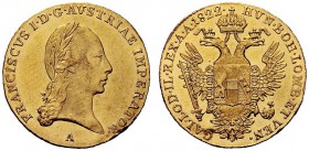 MONETE STRANIERE 
 AUSTRIA 
 Francesco I, 1804-1835. Ducato 1822, zecca di Vienna. Au. J. 191; Fried. 464.
 SPL/q. FDC