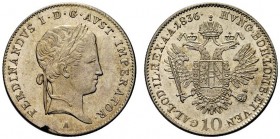 MONETE STRANIERE 
 AUSTRIA 
 Ferdinando I, 1835-1848. 10 Kreuzer 1836, B. Ar gr. 3,88 KM#2201.
 Più di SPL