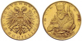 MONETE STRANIERE 
 AUSTRIA 
 Repubblica, 1918-1938. 25 Schilling 1935. Au J. 446; Fried. 524.
 q. FDC