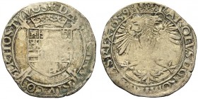 MONETE STRANIERE 
 BELGIO 
 Carlo V, 1506-1555. Quatre patards 1539, Bruges. Ar gr. 5,86 GH. 189-5a; NP. 40/706.
 BB
