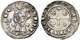MONETE STRANIERE 
 CIPRO 
 Pietro I, 1359-1369. Grosso, sigla F. Ar gr. 4,61.
 Buon BB