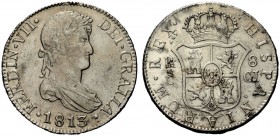 MONETE STRANIERE 
 SPAGNA 
 Ferdinando VII, 1808-1833. 8 Reales 1813, Cadiz. Ar gr. 26,71 KM#466.2.
 Raro. q. SPL