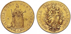 MONETE STRANIERE 
 UNGHERIA 
 Maria Teresa, 1740-1780. 2 Ducati 1765. Au gr. 6,95 Fried. 179.
 Rara. SPL