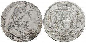 Alemania. Bavaria. Maximilian III Joshep. Thaler. 1754. Munich. D. (Km-501). (Dav-1948). Ag. 27,86 g. BC+/MBC-. Est...60,00.