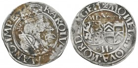 Alemania. Nordlingen. Carlos V. 1 batzen. 1523. (Km-MB62). (Schulten-2423). Ag. 3,71 g. Escasa. MBC-. Est...50,00.