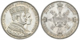 Alemania. Prussia. Wilhelm I. 1 thaler. 1861. (Km-488). Ag. 18,46 g. Coronación. Golpecito en el canto. EBC. Est...50,00.