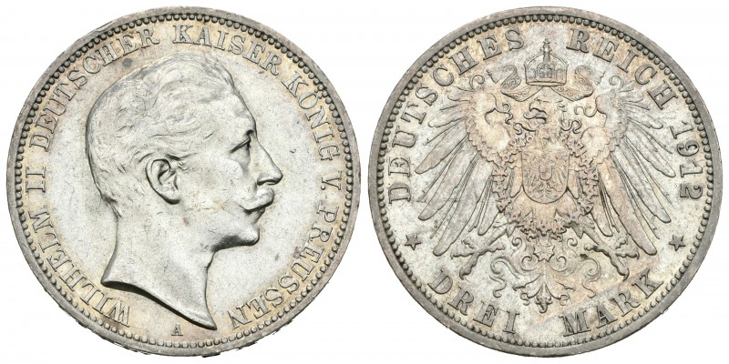 Alemania. Prussia. Wilhelm II. 3 marcos. 1912. Berlín. A. (Km-535). Ag. 16,61 g....